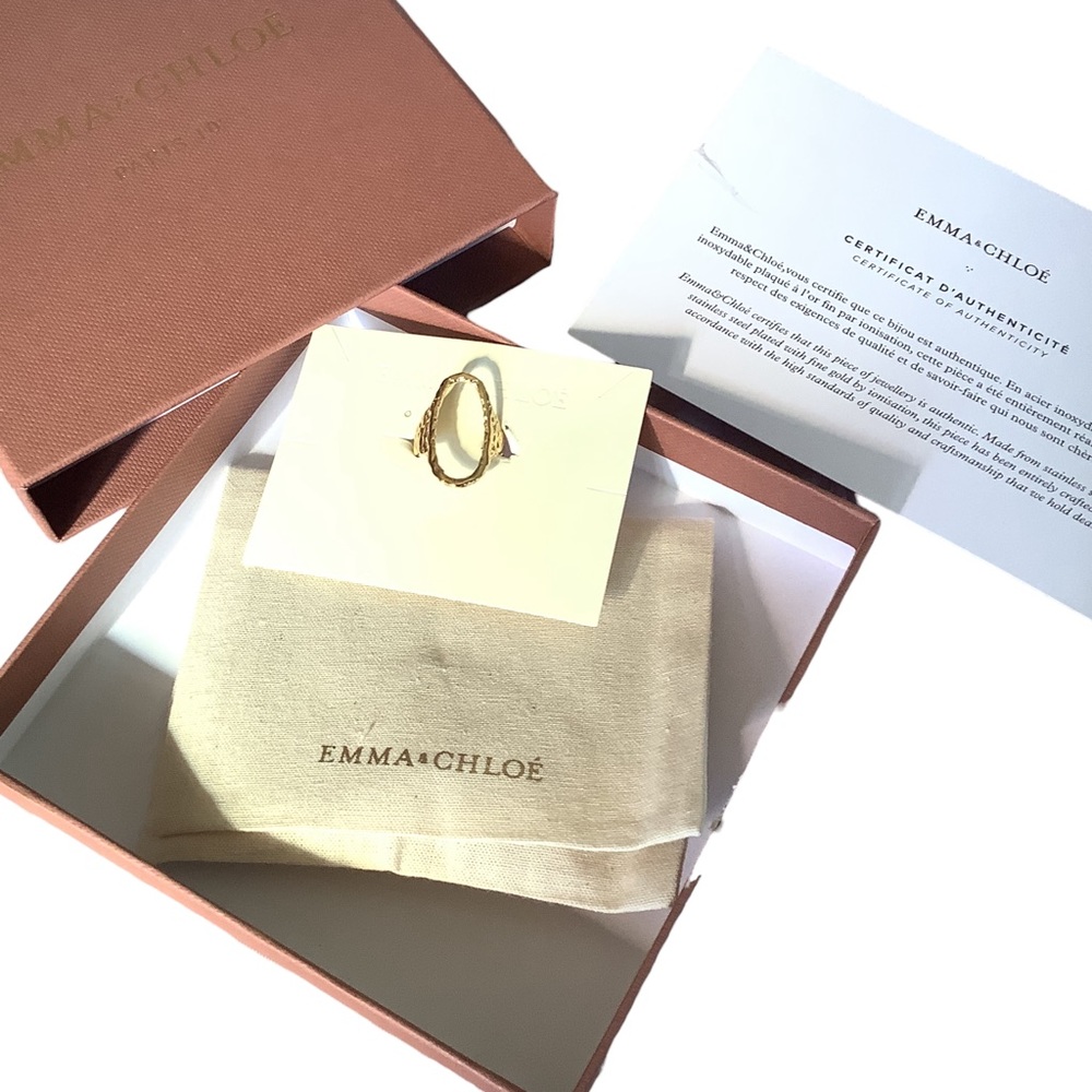 Gold Plated Claudia Ring Adjustable NEW Box Certificate Emma & Chloe